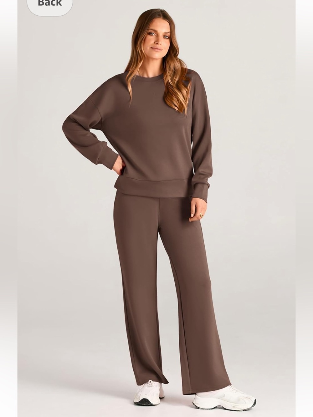 Pretty Garden Cozy Brown Sweatshirt and Wide-Leg Lounge Pants Set